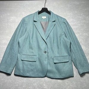 LOFT PLUS Wool Blended Teal Blue Blazer Women’s Size: 24